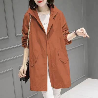 Large Size Women's Spring Mid-length Streetwear Thin Windbreake Coat