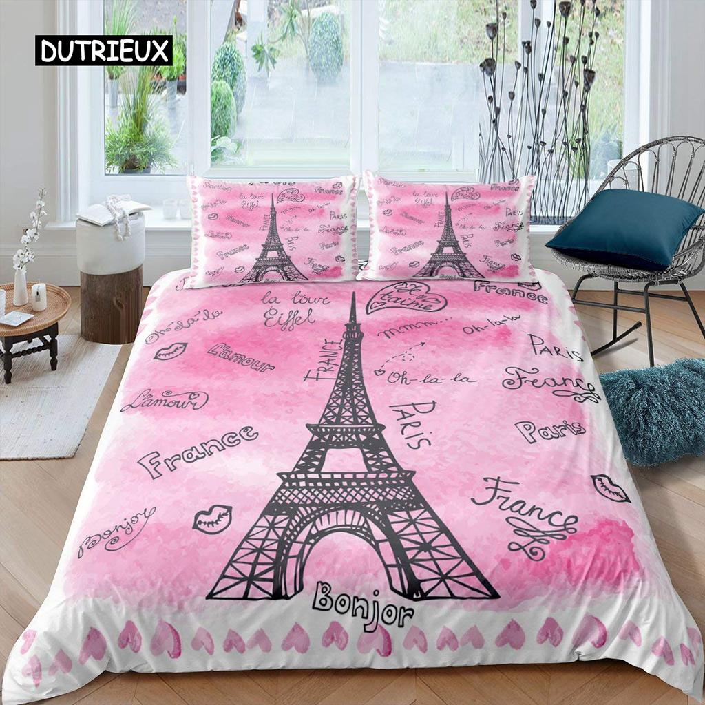 Comforter Lovely Pink Bedding Set 140X200 For Girl Bedroom Bed Single Double Size(No Sheet)