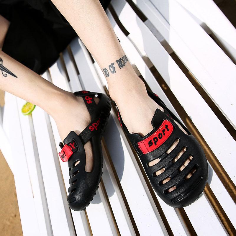 Beach Shoes Men's Summer Wear Large Size Half Slippers Go Out Driving Hollow Sandals Personalized Outdoor Men's Sandals