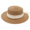 Diamond Lafite Straw Hat Female Hepburn Internet Celebrity Sun Hat Flat Brim Bow Literary Weaving Wholesale French Top Hat
