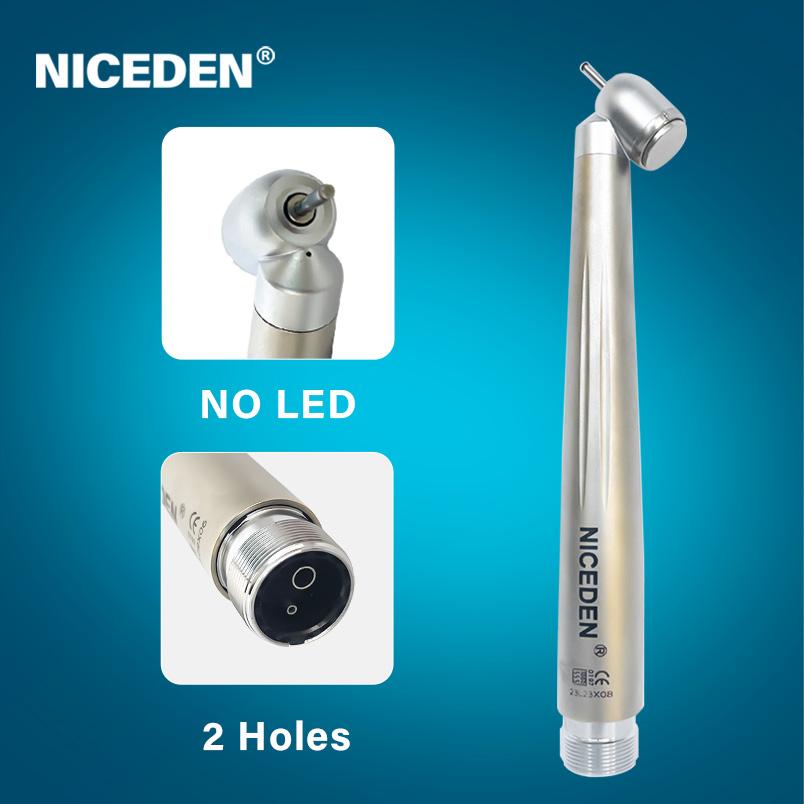 NICEDEN Dental 45 Degree LED High Speed Handpiece E-generator Integrated Small Head Push Button Handpiece Single Water Spray