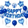 Black Gold Happy Birthday Decorations Balloon Kit with Banner Foil Heart and Star Valentine's Day Wedding Party Balloons