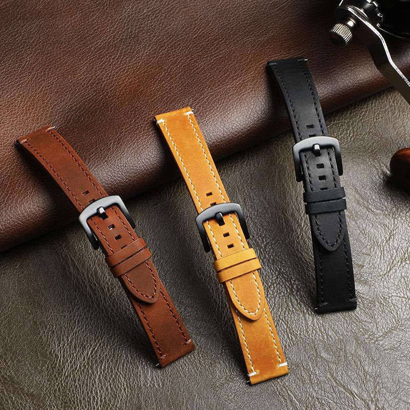 Retro Crazy Horse Leather Smart Strap 18mm20mm22mm First Layer Cowhide Real Cowhide Switch Quick Removal