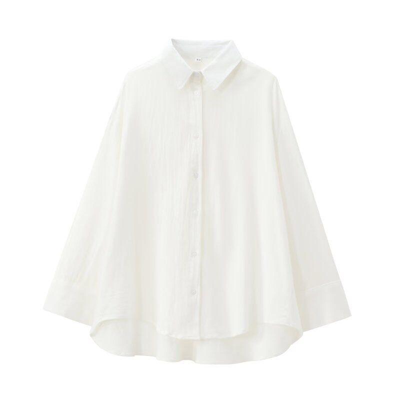 Fashion Style 2024 Autumn New Women's Clothing Easiest for Match Cotton Fine Cotton Long Sleeves Lapel Shirt 7200001