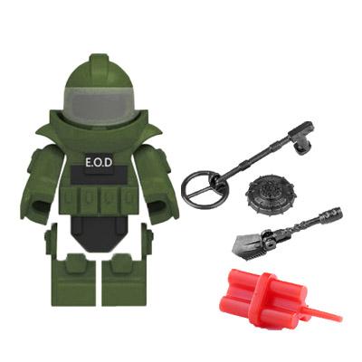 Military Building Blocks Figures Protective Bomb Disposal Suit EOD Special Forces Mine Detector Combination Bricks Toy Kids J019