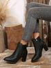 Módní dámské podzimní zimní retro boty na silném vysokém podpatku s bočním zipem, krátké boty ve velkých velikostech, jednoduché pohodlné dámské boty