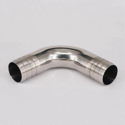 Pasuje do węża o średnicy wewnętrznej 32 mm, z zadziorem, stal nierdzewna 304, sanitarny, kolanko 90 stopni, złączka rurkowa