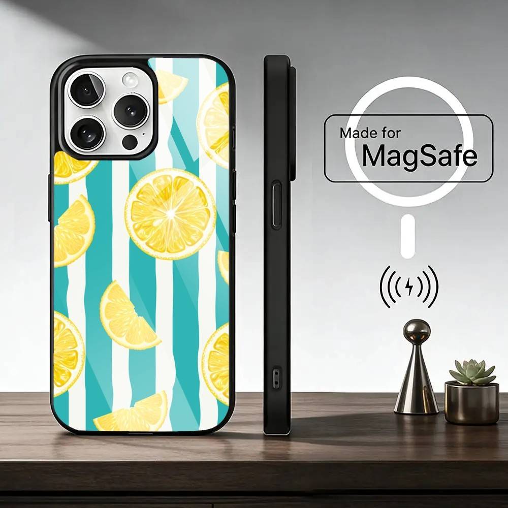Lemon C-Cool Stripe Pattern  Phone Case For iPhone17,16,15,14,13,12,11 Plus,Pro Magnetic For Magsafe Wireless Charging