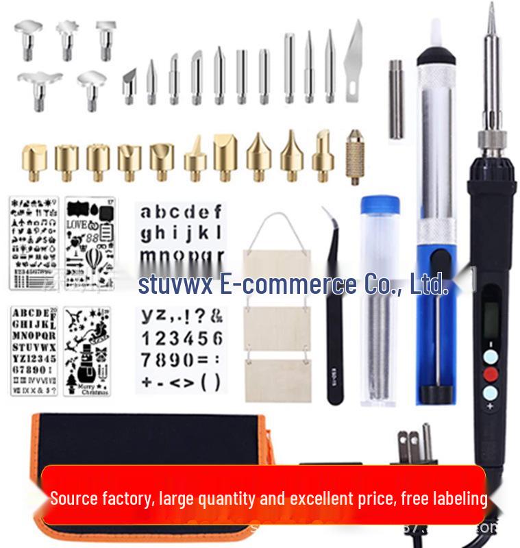43-Piece LCD Temperature Adjustable Soldering Iron for Wood Burning, Pyrography, Engraving, Carving, Soldering, and Branding