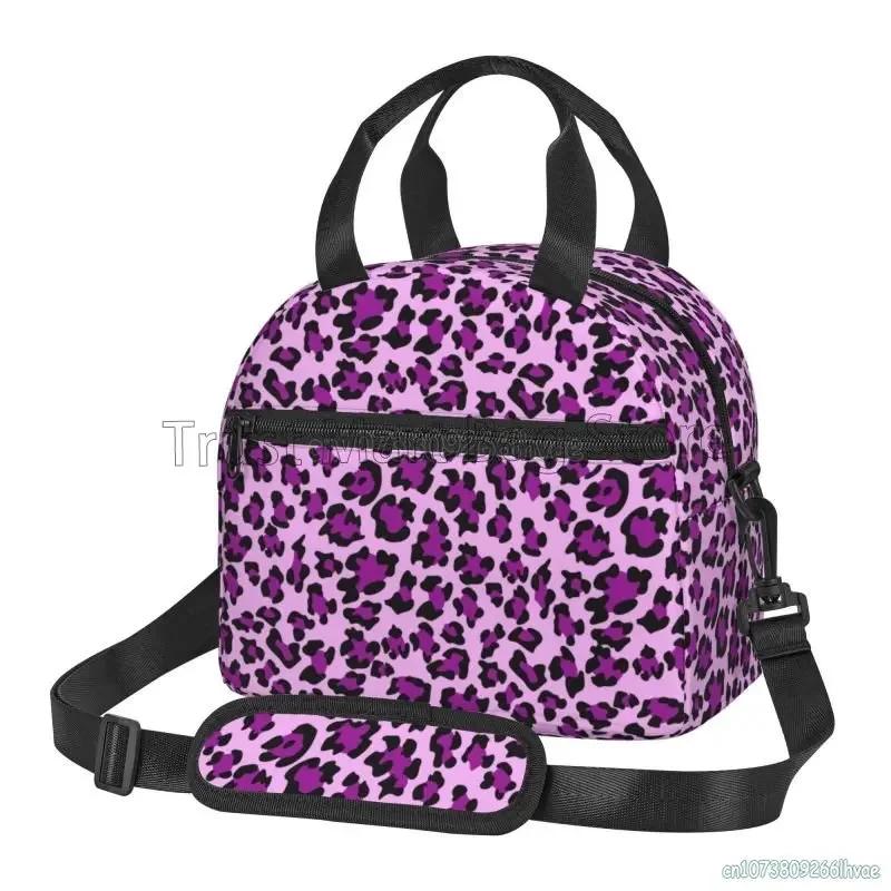 Leopard Print Insulated Lunch Box Cheetah Pink Cooler Tote for Work Office School Picnic Reusable Waterproof Thermal Lunch Bag