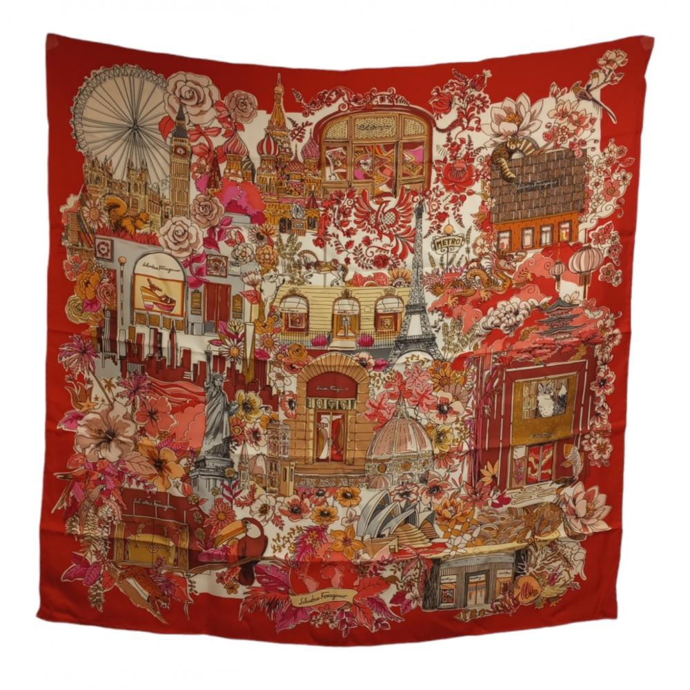 

Ferragamo SALVATORE FERRAGAMO Женский шарф 708585 Шелковый шарф с принтом мульти