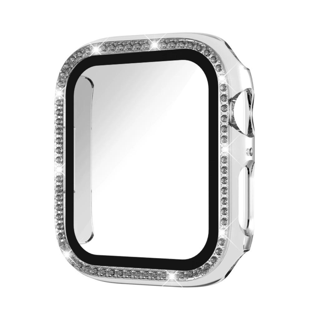 

Glitter Diamond PC Hard Bumper Case for Apple Watch 10 9 8 45mm 40mm 44MM 42mm 46mm Full Cover for IWatch Ultra 7 SE 6 5 4 3 2 Series 10 46mm прозорий