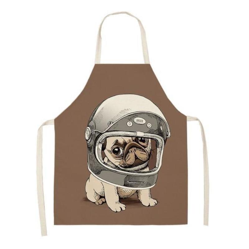 Aprons Cute Dog Printed Cotton Linen Kitchen Apron