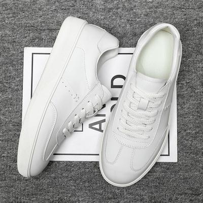 Spring New Shoes for Men Genuine Leather Casual Shoes Concise White Skateboard Shoes Street Fashion Lace-up Sneaker