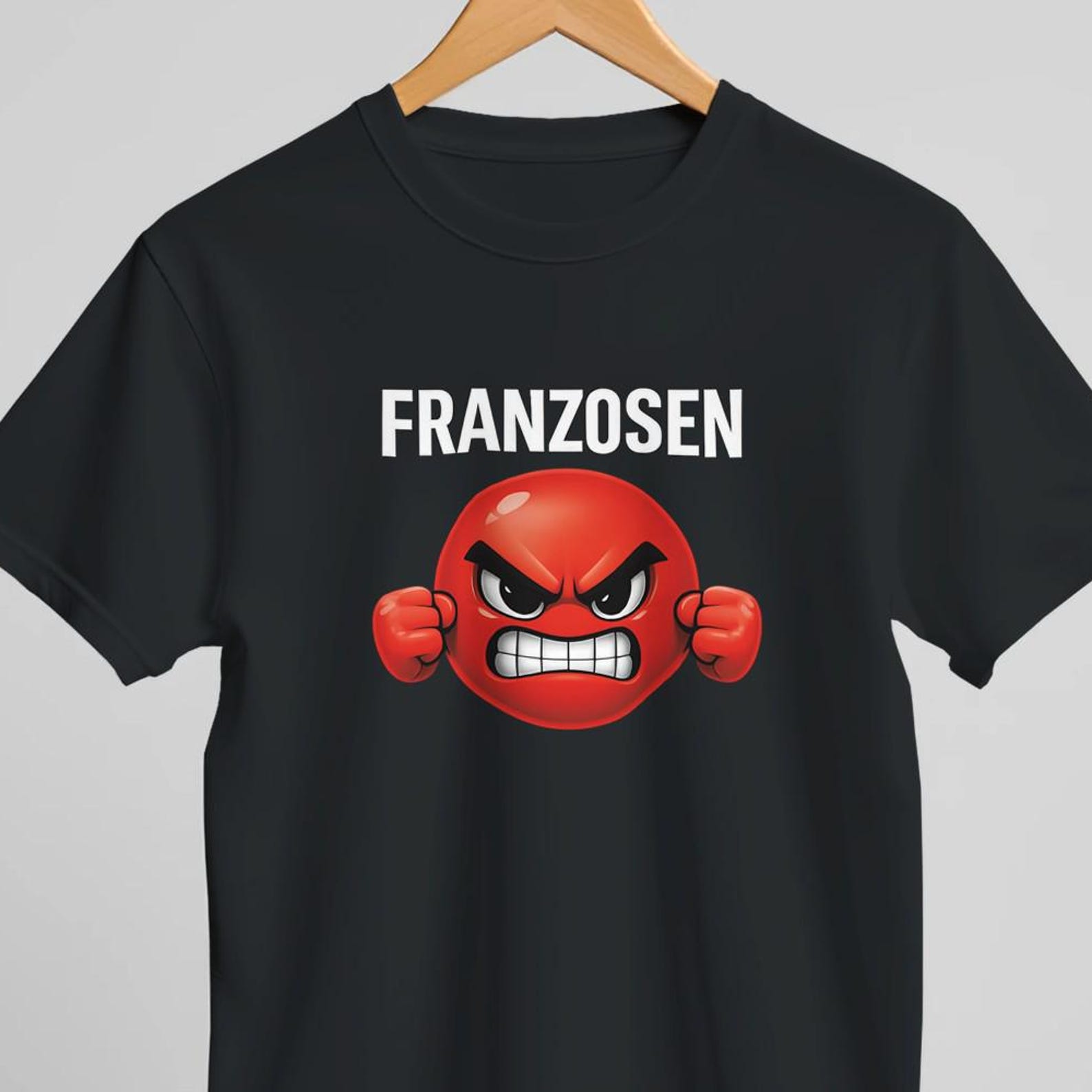 French T-Shirt | Angry Smiley Meme Shirt | Bold Internet Humor Tee | Sarcastic Graphic Unisex Streetwear L