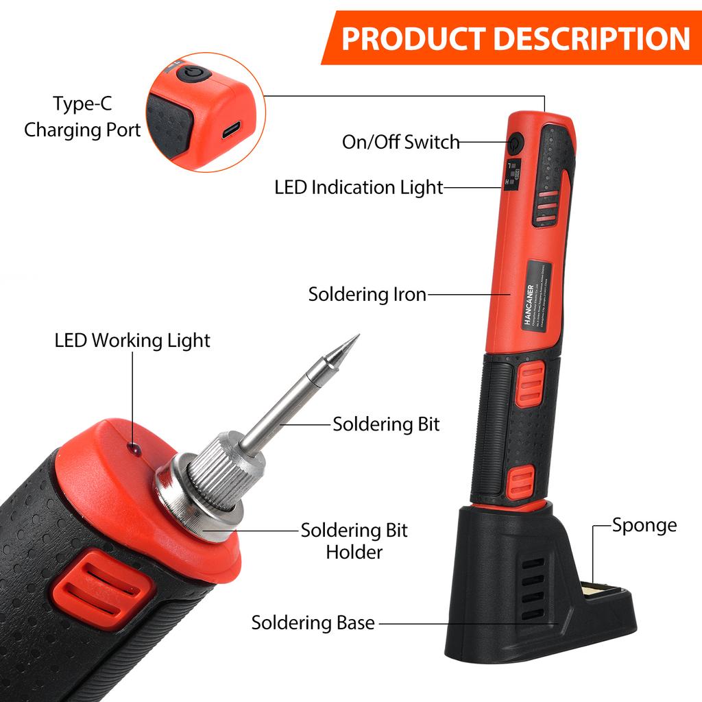Portable USB Soldering Iron 8W Intelligent Soldering Machine Handheld Soldering Iron Kit Cordless Welding Tool Lithium