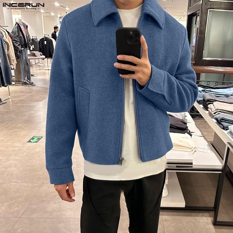INCERUN Mens Spring Long Sleeve Zipper Casual Thin Coats Tops