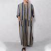 Men S Casual Long Sleeve Striped Ethnic Robe Gown