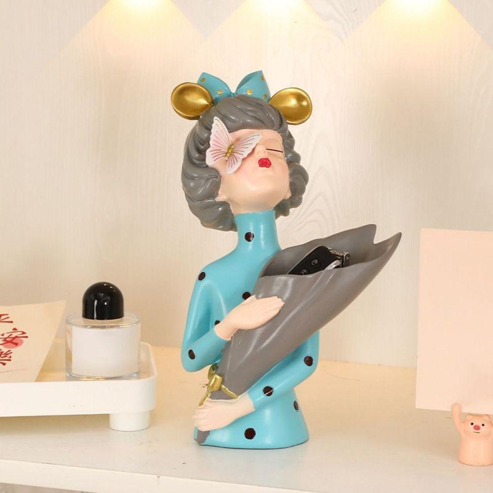 Elegante Blumenmädchen-Statue Handgefertigte Mädchen-Vasen-Dekoration Moderne Schmetterlingsmädchen-Skulptur Schlafzimmer