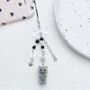Cute Sweet Bowknot  String Beads Flocking Kitty Key Chains Mobile Phone Pendant for Women Exquisite Cat Jewelry Accessory Gifts