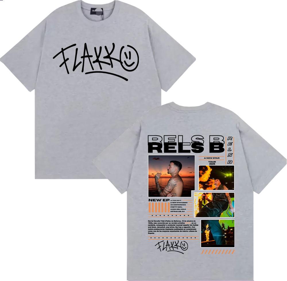 Rapper RELS B Skinny Flakk 2025 Tour Merch T Shirts Men Women Fashion Hip Hop Vintage Tshirt Casual ONeck Short Sleeve T Shirt
