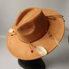 2026Bohemian style suede hat, brim 9.5 cm fedora with feather accessories, classic church hat, wide brim hat, women's hat