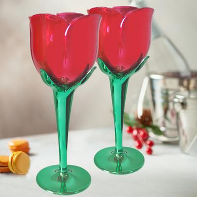 1/2/4Pcs Wine Glass Rose Flower Leaf Shape Wine Cups for Cocktails Beverages Restaurants