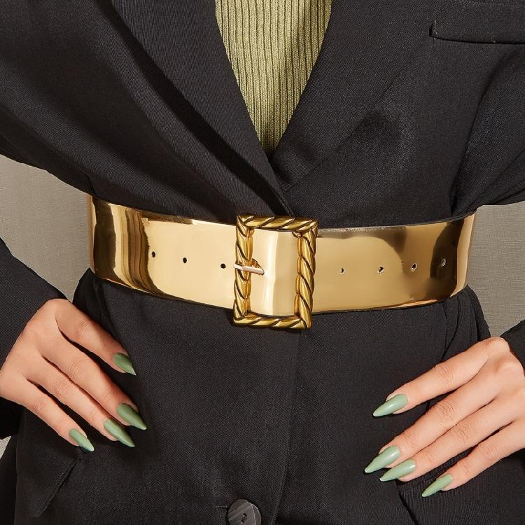 Female Belt Gold Color Glitter Waist Belt Decorative Belts for Womens Jeans