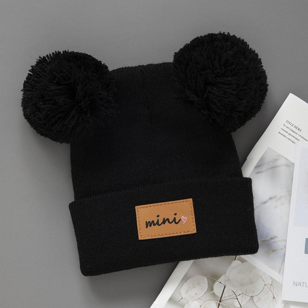 Winddichte Baby-Mützen 0-3 Jahre Säuglingsmütze Doppelbommel Wintermützen Herbst Winter