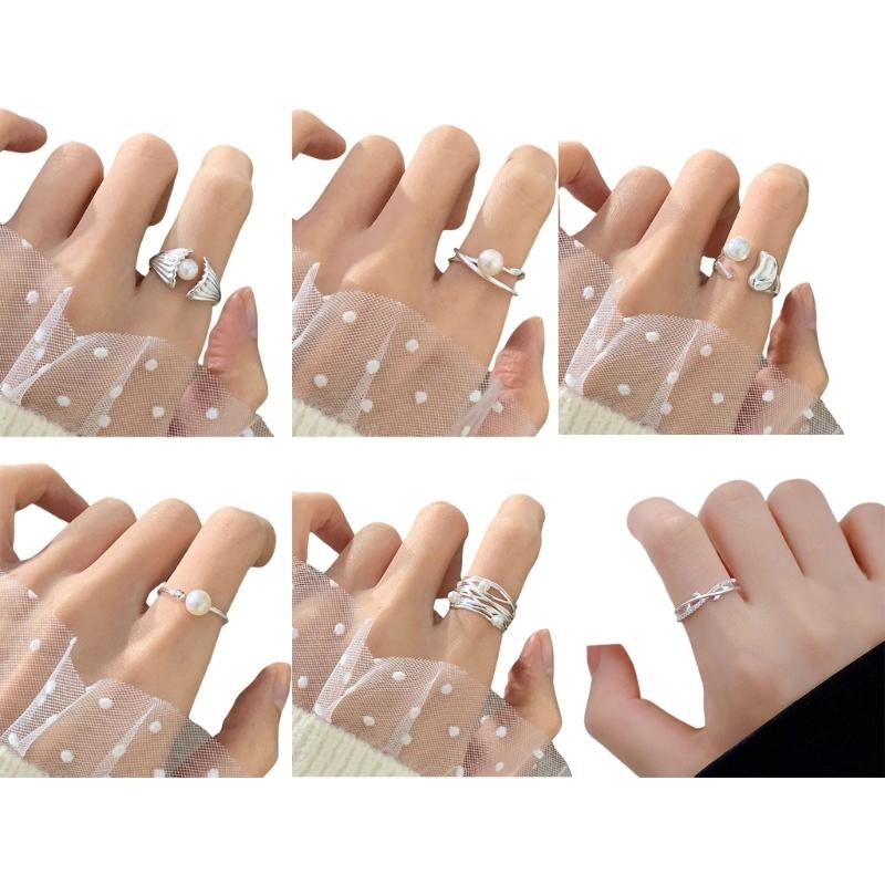 Vintage Irregular Smooth Opening Rings for Women Adjustable Stackable Finger Ring Jewelry Stylish Geometric Accessory