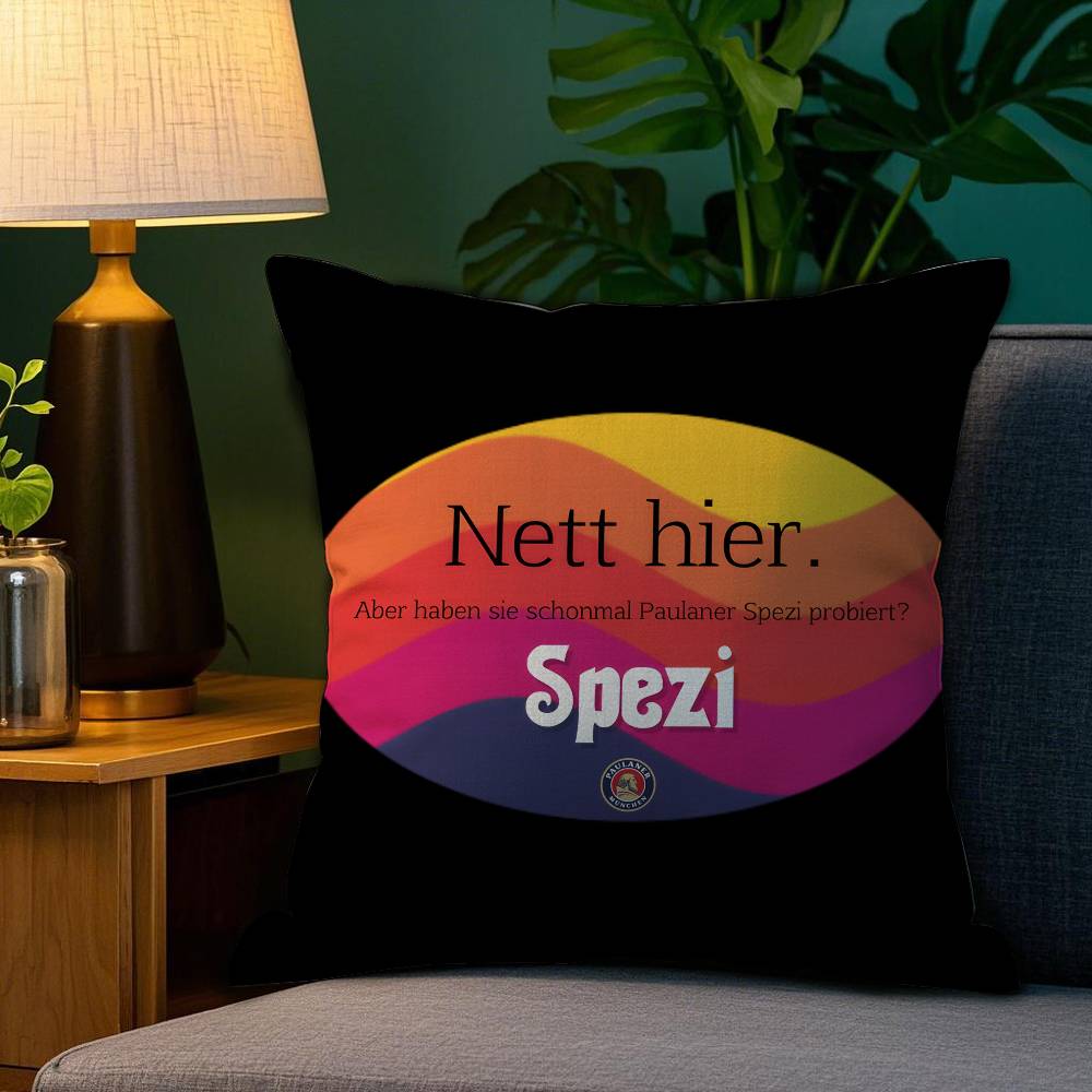 

P-Paulaner Spezi Лого Наволочка Диван Гостиная Спальня Двусторонняя печать Квадратная подушка Наволочка для подушки для сна 12x12Inch