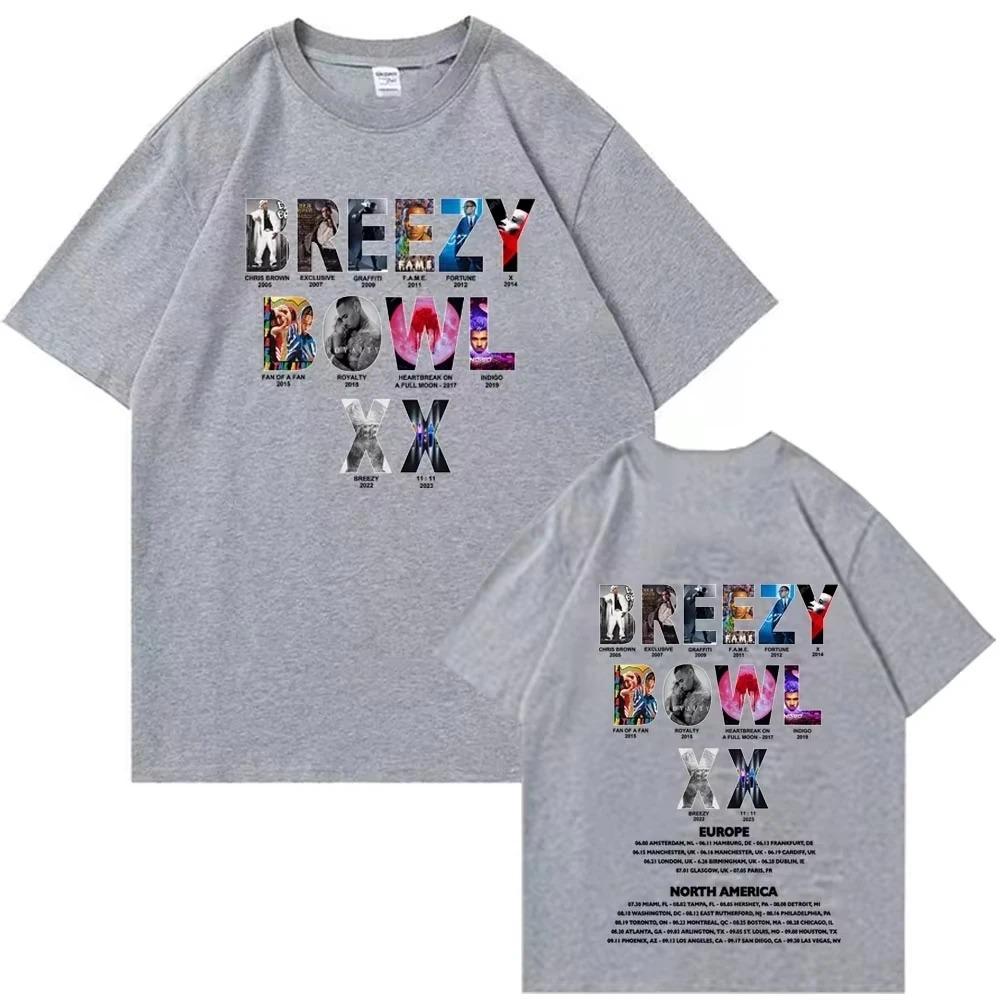 

2026 Chris Brown Breezy Bowl XX Tour Cotton Printed TShirt Harajuku Style Crew Neck Casual Vintage Hop Unisex Fashion TShirt 4XL