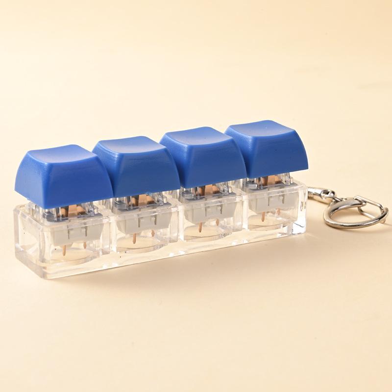 4 Tasten Tastenkappe zur Stressbewältigung für Erwachsene Fidget Spielzeug Schlüsselanhänger 4 Tasten Tastatur Fidget Gadgets Spielzeug DIY Tastatur Schlüsselanhänger Spielzeug