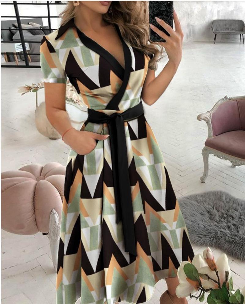 Rainbow Striped Print Summer Dress 2023 Women Button Up Short Sleeve Casual Vintage Shirt Long Dress Ladies Elegant Maxi Dresses