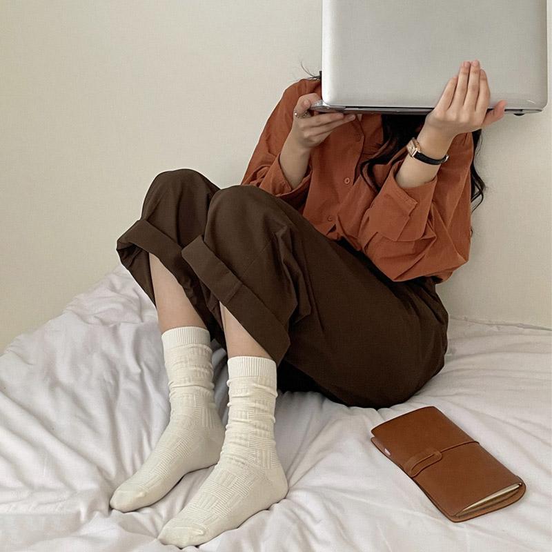 Women's Socks White Breathable Casual Japanese Style Crew White Socks Simple Basic High Quality Ladies Plain Socks Striped Girl