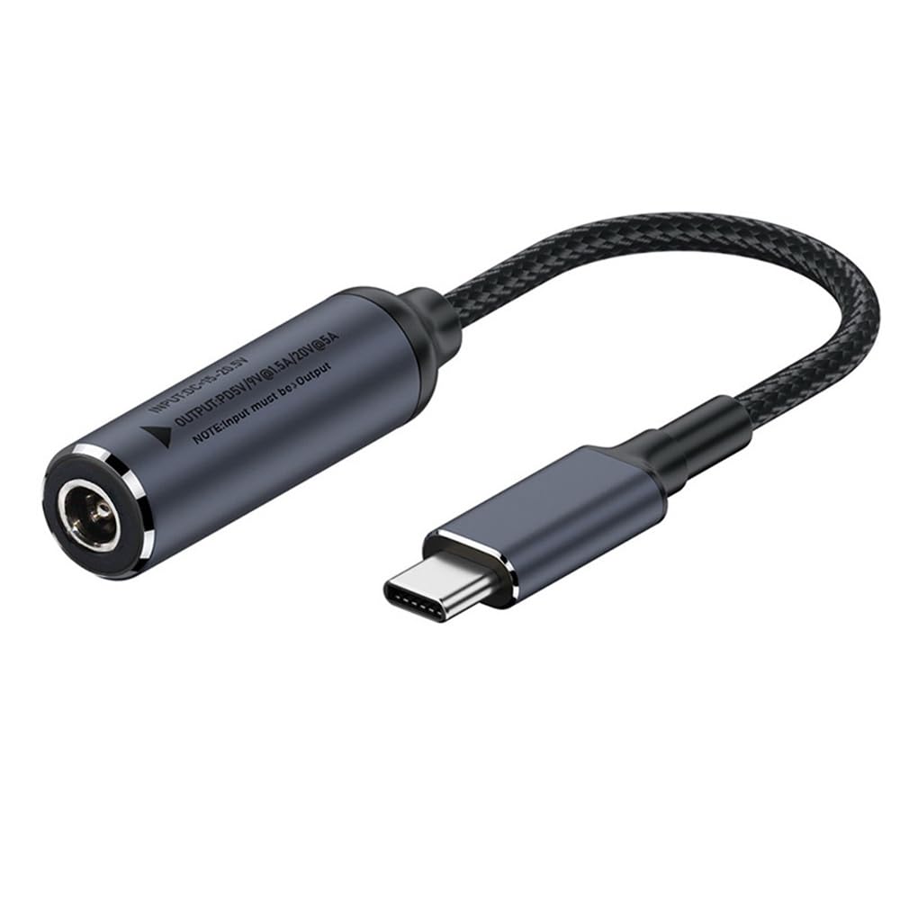 

Xiwai Разъем питания постоянного тока 100 Вт Плетеный зарядный кабель для ноутбуков и PD9V 5V 18 см 5,5x2,5 мм Type-C USB-C Телефоны, 20 В, чёрный