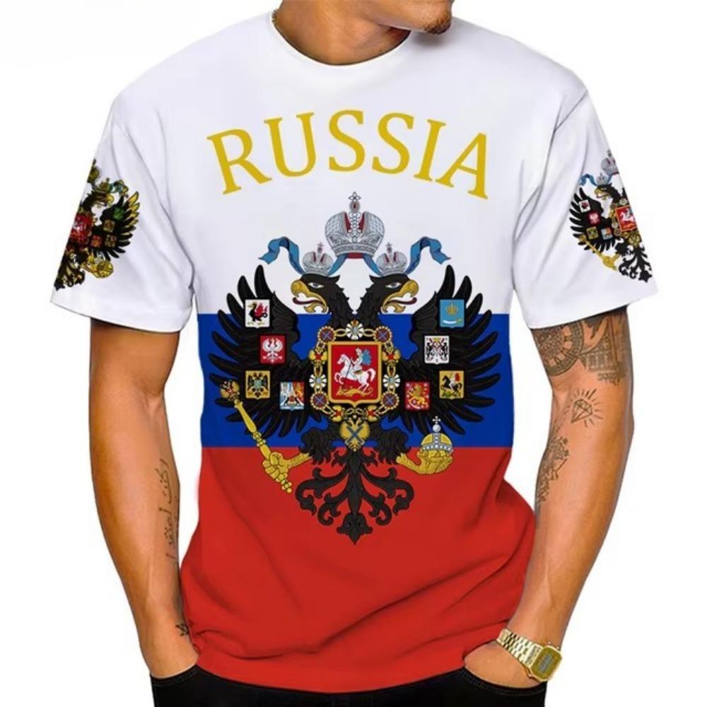 Flag Series 3D Digital Printed Men's Personalized and Fashionable Round Neck Short Sleeved T-shirt