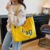 Fashi Letter Canvas Shoulder Bags for Women Large Capacity Simple Ladies Shopping Bag Casual Commuter Female Handbags Tote