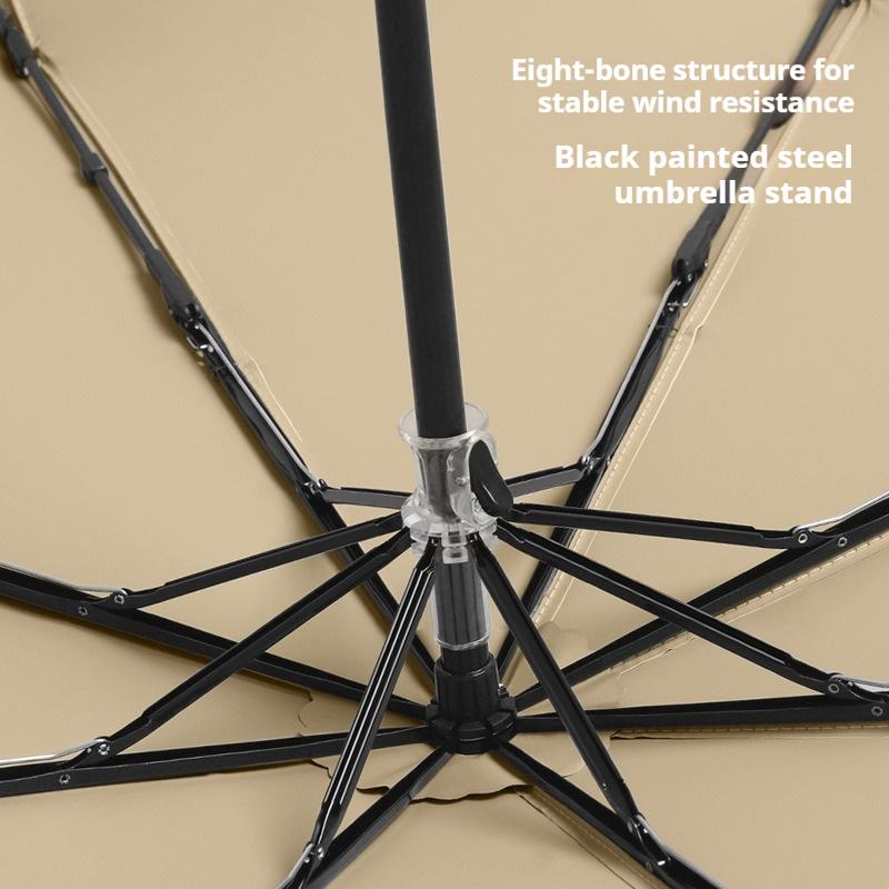 Colorful Windproof 8-Bone Umbrella with Solid Wood Handle Simple Three-Fold Design for Men And Women Small Fresh Style
