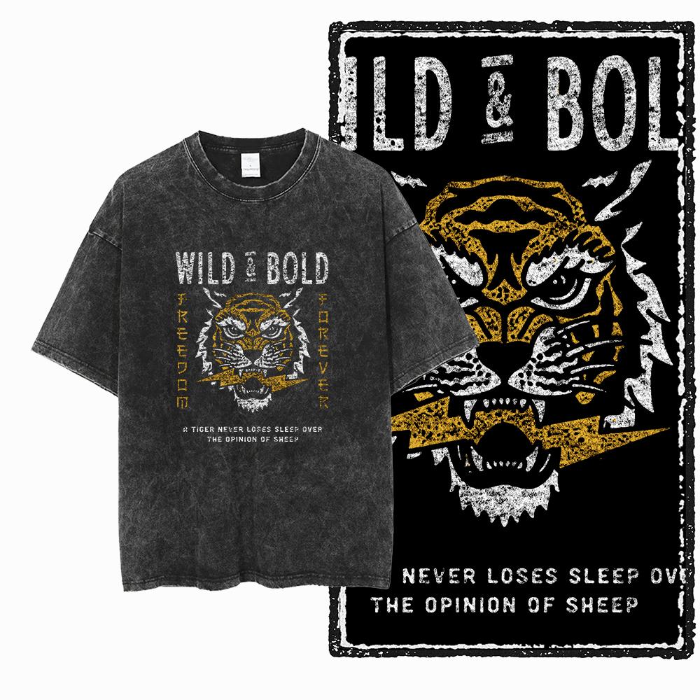 DI TIGER Printed Cotton Acid Washed Exclusive Graphic Unisex T Shirt Cool Vintage Streetwear Men Tshirts Big Size Tee for Men