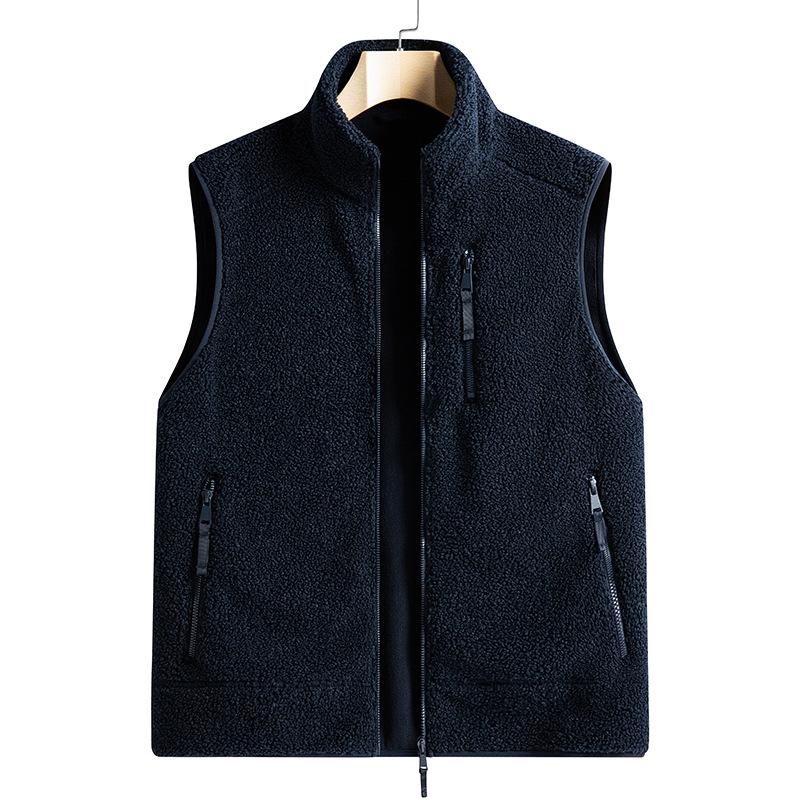 Teddy fleece vest, fleece thickened warm, sleeveless autumn and winter mountain lightweight outdoor vest, tide brand fleece