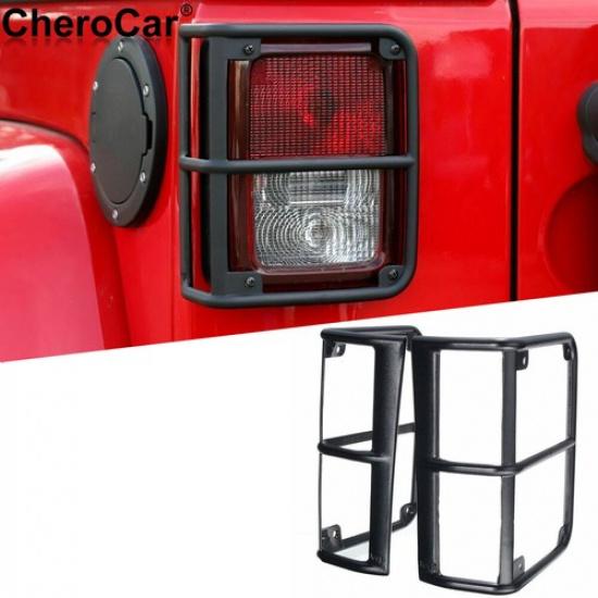 Steel Rear Tail Light Lamps Guards Trim Replacement For 2007-17 Jeep Wrangler JK