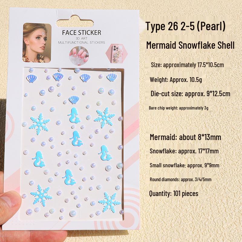 3D Butterfly & Star Face Sticker Set with Rhinestones & Pearls for Kids