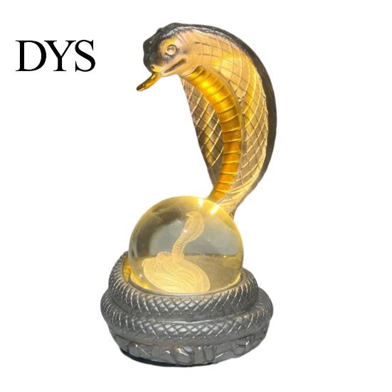 USB Powered Night Lamp Snake Shaped Desk Lamp, Resin LED Table Light with RGB Color Computer Setup Changing, Faux Crystal Ball for Bedroom Office