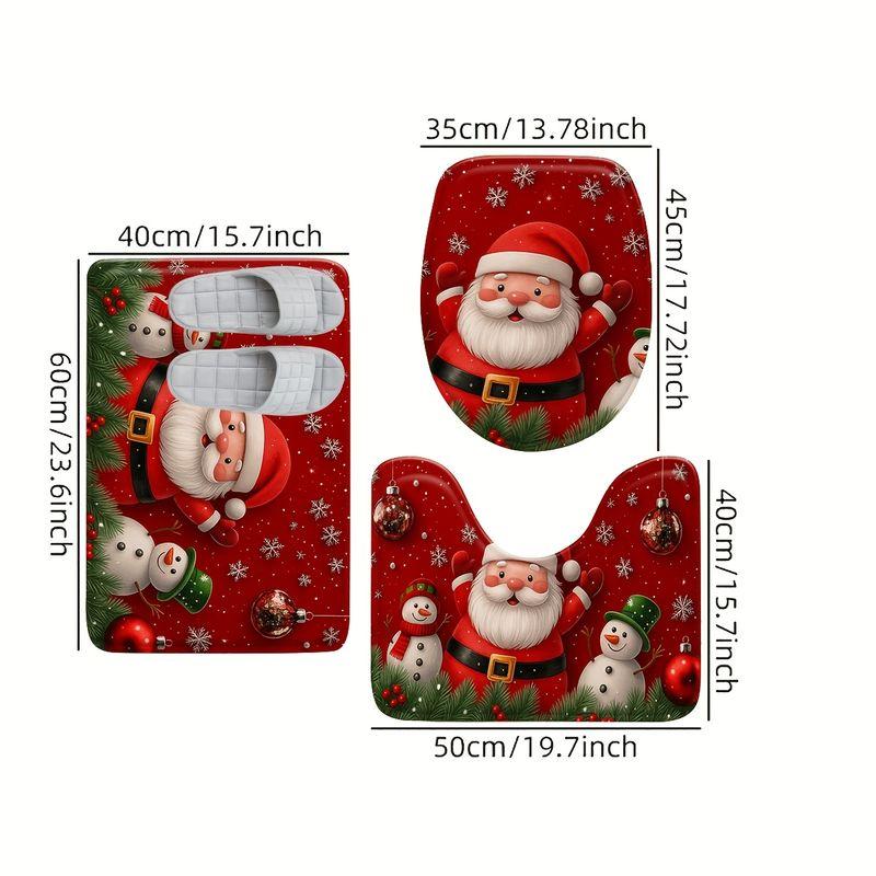 Christmas Bath Mat Santa Claus Snowman Snowflake Pattern Non Slip Absorbent Rug For Bathroom Shower Xmas Home Decoration
