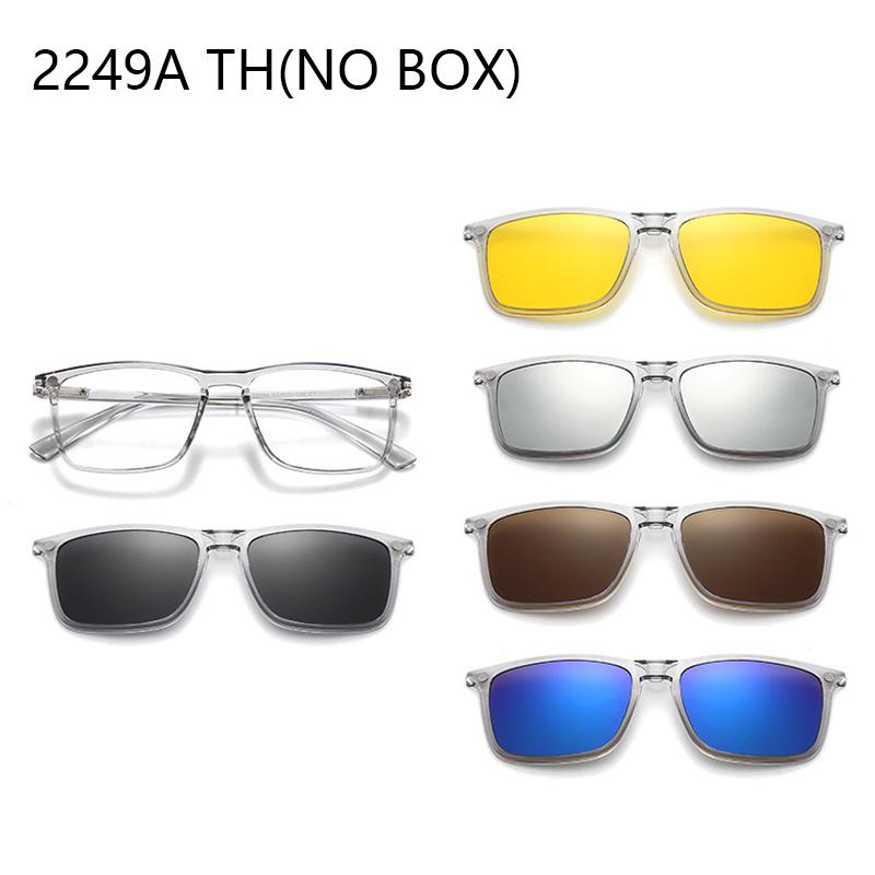 Transparent Grey White Frame 6 In 1 Polarized Clips With 5Pcs Magnetic Glasses Sunglasses Magnet
