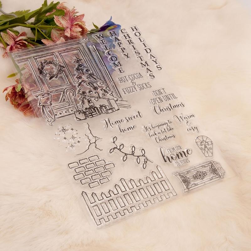 Christmas Themed Silicone Stamps Clear Silicone Stamps for Cardmaking, Background Silicone Stamps for Scrapbooking Craft