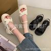 Summer new sandals women's fashion thick-soled one-word buckle cross-toed versatile sandals muffin casual women's shoes