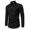 Printemps automne bleu rouge hommes chemises hommes blanc noir haut revers manches courtes couleur unie chemise