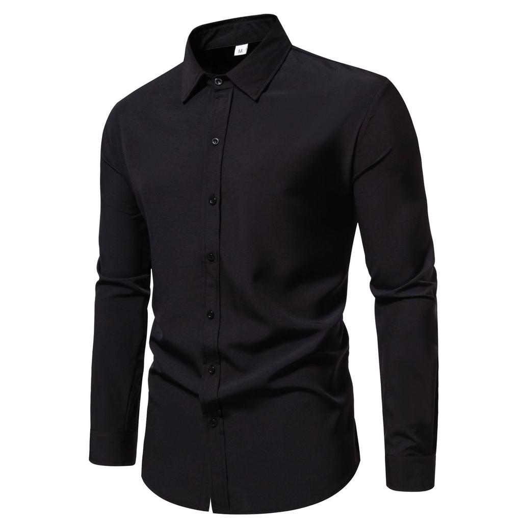 Printemps automne bleu rouge hommes chemises hommes blanc noir haut revers manches courtes couleur unie chemise